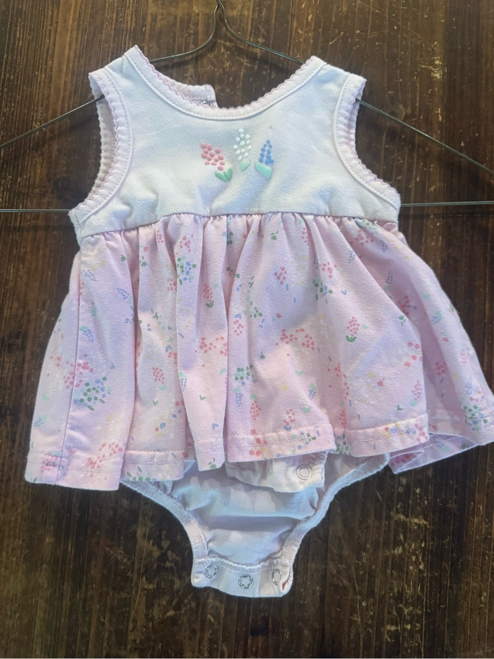 Pink Floral Sleeveless Baby Dress & Bodysuit